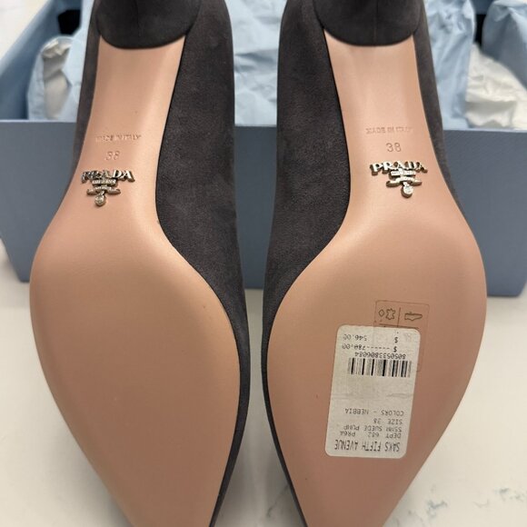 Prada Kitten Heel Gray Suede Size 38 - Picture 8 of 13
